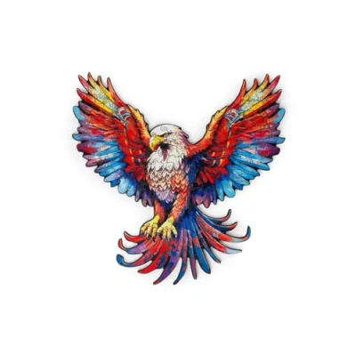 Image of Recent Toys RT5199 Jigsaw Eagle for Adults and Kids.185 Puzzle, Large Size 28.5 x 27.5 cm with Unique Shaped Pieces. Includes Wooden Storage Gift Box Stand