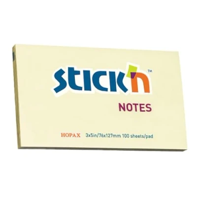Image of Stick N 21009 76x127mm Pastel Sticky Note Yellow pack of 12