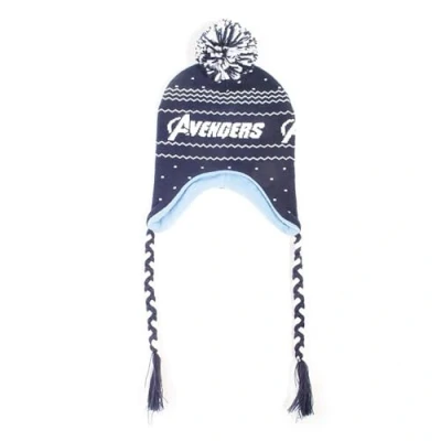 Image of Marvel Avengers Laplander Knitted Hat Logo Blue/White/Light Blue, One Size