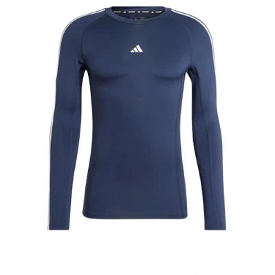 Image of adidas Performance Techfit Compression 3STRIPES Long Sleeve sleeved top, Men&#039;s, Size: Large, Legend ink