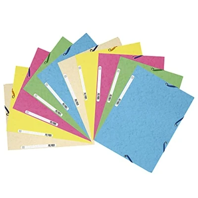 Image of Exacompta Ref 55550E Europa Elasticated 3 Flap Folders (Pack of 10) 24 x 32cm, Suitable for A4 Documents, 400gsm Genuine Premium Pressboard Assorted Colours