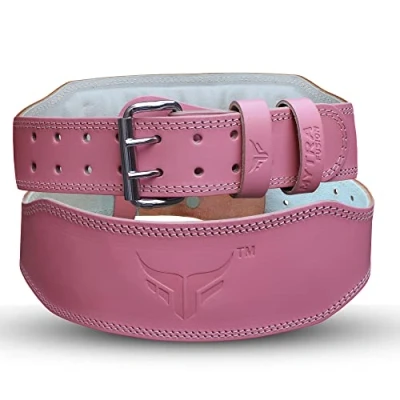 Image of Mytra Fusion Weight Lifting belt Womens Gym 7MM Thick and 4&quot; wide 100% Real Leather Women, Ladies weightlifting Powerlifting Bodybuilding Workout (Pink, M)