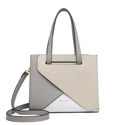 Image of Miss Lulu Fashion Handbag for Women Shoulder Bag With Adjustable Strap Top Handle Color Stitching Design