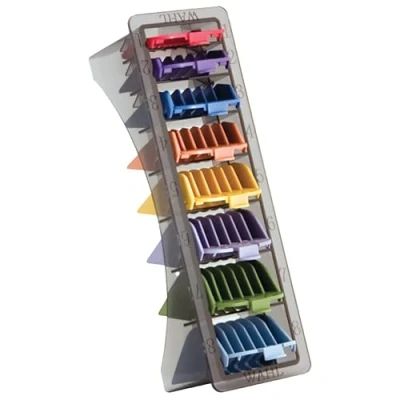 Image of Wahl Colour Coded Plastic Comb Attachments, Combs for Standard Multi Cut Clippers, Durable Combs, Set of 8, Easy Organisation, Clipper Guide Additional Cutting Lengths