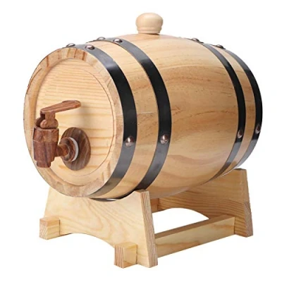 Image of 1.5L Household Mini Pine Wood Wine Barrel Keg Wooden Beer Brewing Equipment for Tequila Whiskey Rum Aging &amp; Storage(Primary Color)