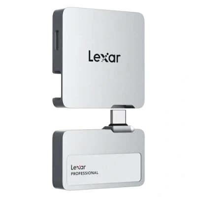 Image of Lexar Professional Go Portable SSD with HUB 1TB, Ultra Compact, Supports Apple ProRes, Up to 1050MB/s Read and 1000MB/s Write, USB 3.2 Gen 2, IP65 Dust Water Resistant, for iPhone 15/16, Silver