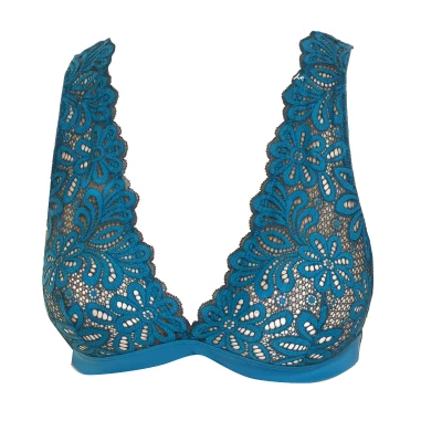 Image of Dim Womenss Lace Bralette Bra with Rubber Bottom 00AKP Blue Size 34B