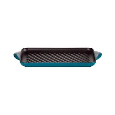 Image of Le Creuset Deep Teal Cast Iron 32cm Rectangular Grill