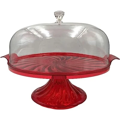 Image of Crystal Cake Stand With Dome Clear Dome, Gift Set Containers Plastic Large, Box Lid BPA Free Storage and Cupcake Holder Food (Crystal Dome)