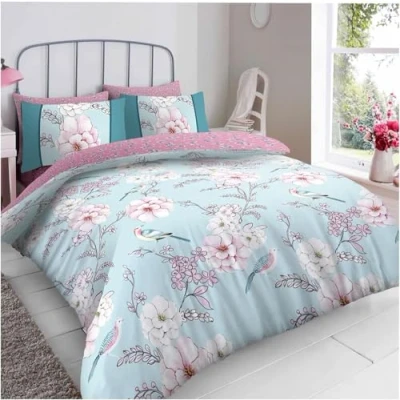 Image of GC GAVENO CAVAILIA Reversible Floral Bedding Double Bed Set With Pillowcases Flower Duvet Cover (200x200 cm) Blossom Soft Comforter Washable