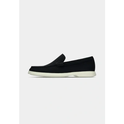 Image of BOSS Mens Sienne Loaf Suede Loafers with Contrast Outsole Size 10 Dark Blue