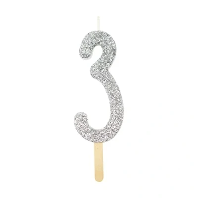 Image of PME Silver Glitter Number Candle 3