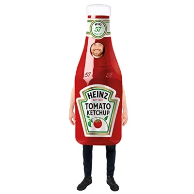 Image of (PKT) (9913345) Adult Heinz Ketchup Bottle Costume Tabard (Standard)