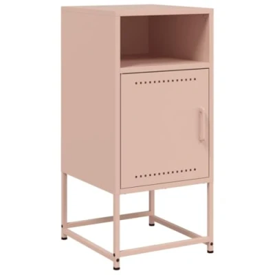 Image of vidaXL Pink Steel Bedside Cabinet/Nightstand Industrial Style Side Table with Ample Storage