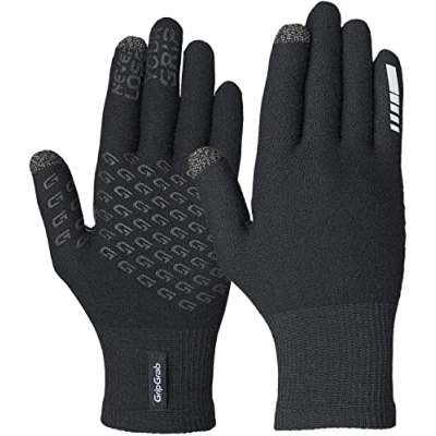 Image of GripGrab Primavera 2 Merino Wool Spring Autumn Cycling Gloves Knitted Touchscreen Full Finger Anti Slip Bicycle Liners