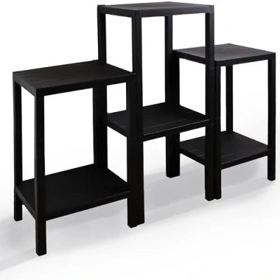 Image of DIVCHI 6 Tier Side End Table Nightstand Coffee Tables Storage Bedside Office Living Room Bedroom Small Narrow Space Sofa (Black)