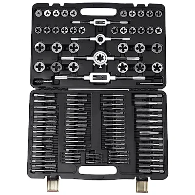 Image of VEVOR Tap and Die Set, 110 Piece Include Metric Size M2 to M18, Bearing Steel Taps Dies, Essential Threading Tool for Cutting External Internal Threads, with Complete Accessories Storage Case