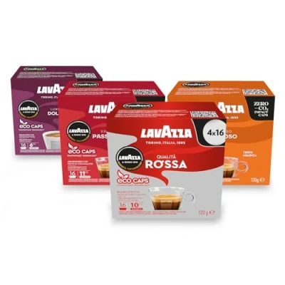 Image of Lavazza, 4 Variety Pack, A Modo Mio, Coffee Capsules, Compostable, packs of 16 Pods (64 Capsules)