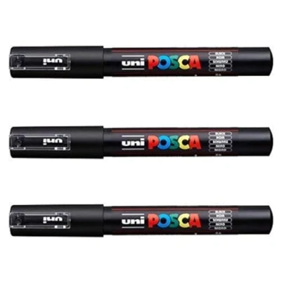 Image of UNI BALL POSCA MARKER PEN PC 1M BLACK PACK OF 3 PENS