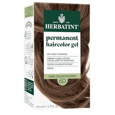 Image of Herbatint Permanent Herbal Haircolor Gel, Dark Golden Blonde 6D, 4.56 Ounce