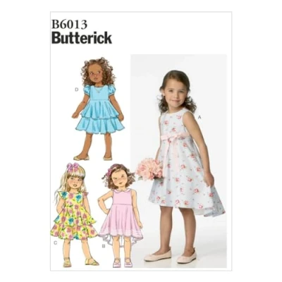 Image of Butterick Patterns 6013CDD Childrens/Girls Dress, Multi Colour, Multicolor, CDD (2 3 4 5)