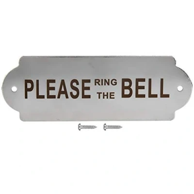 Image of Door Sign Board Wall Plaque Plate Notice Fence Post Garden House Home Gate Toilet Warning (PLEASE RING THE BELL)