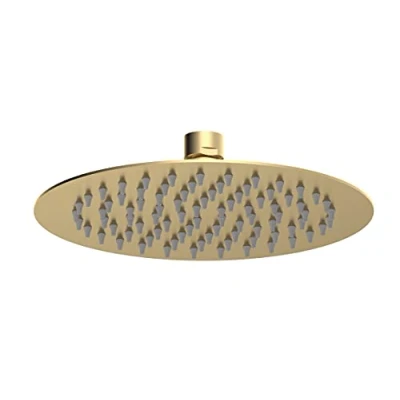 Image of nuie A8082 Arvan Modern Bathroom Round Fixed Shower Head, 200mm, Brushed Brass