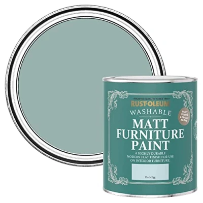 Image of Rust Oleum Blue Furniture Paint in Matt Finish Duck Egg 750ml