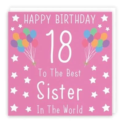 Image of Hunts England Large Sister 18th Birthday Card Happy 18 To The Best In World Iconic Collection 210 x mm Age