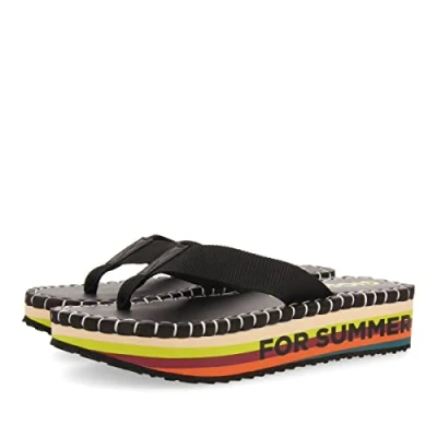 Image of GIOSEPPO Women&#039;s Verton Flip Flop, Black/White, 7 UK