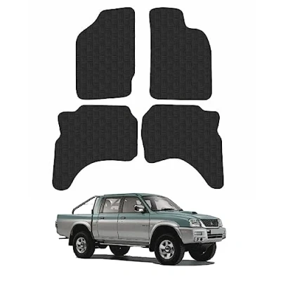 Image of Rubber Floor Mats for the Mitsubishi L200 (1996 2008) [Only suitable Double Cab models] Custom Van Accessory Tailored fit Heavy Duty, Waterproof &amp; Anti Slip Work with Clips