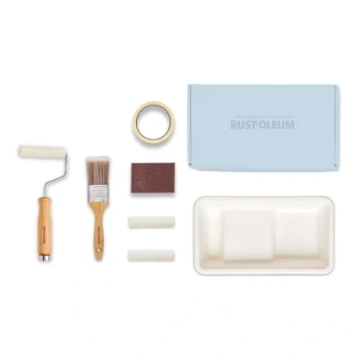 Image of Rust Oleum Ready to Roll Eco Paint Kit (Small) Kitchen Cupboard Gloss Soft Blues