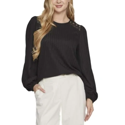 Image of Vila Women&#039;s Viwhitney L/S Lace Top Longsleeve T Shirt, Black Beauty, Large