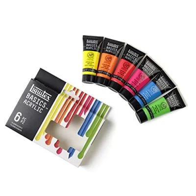 Image of Liquitex Acrylic Basics Set of 6 x 22 ml Fluorescent Colours