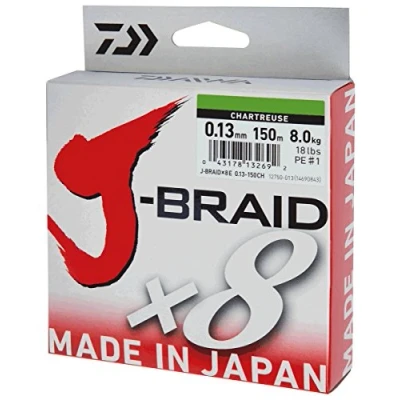Image of Daiwa J Braid 8 Braided Fishing Line 300 m Light Green, chartreuse