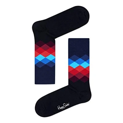 Image of Happy Socks, Cool Colourful Patterned Cotton Socks for Men and Women, Faded Diamond (36 40)