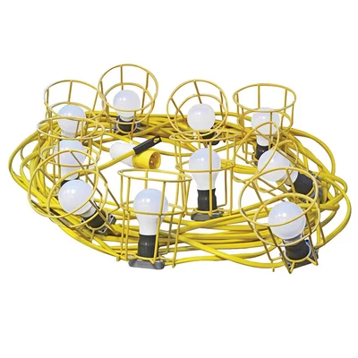Image of Faithfull FPPSLFESTOON Low Voltage 110v E27 10 x Bulb Festoon Light Set on 22M Arctic Cable (plus 3M to plug)