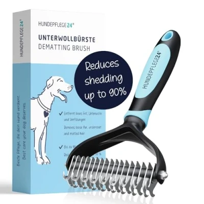 Image of Hundepflege24 Dog grooming brush for medium &amp; long coat Reduce Shedding by 90%, Removes Undercoat mats Cat brushes deshedding