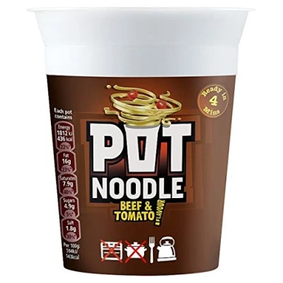 Image of Pot Noodle Beef &amp; Tomato Flavour 90g Pack of 2 (90g x 2)