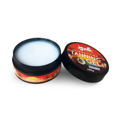 Image of Jellybean Tanning Intensifying Gel 100g, Coconut Scent Sunbed &amp; Outdoor Accelerator with Cocoa Butter, Oil Vitamin E Achieve a Deep Natural Tan Ingredients