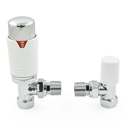 Image of Thermostatic Radiator Valve Angled TRV White Style