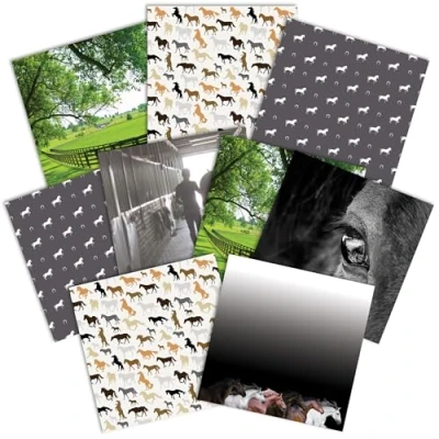Image of Paper House Productions 12&quot; x 9 Sheet Decorative Double Sided Pack for Scrapbooking and Crafts Horse Heaven