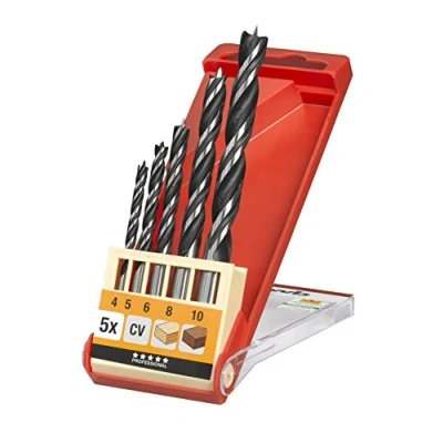 Image of kwb CV Wood Drill Bit Set, 5 Pieces, Ø 4 10mm, 2 Flute Spiral Design, for Hard and Soft