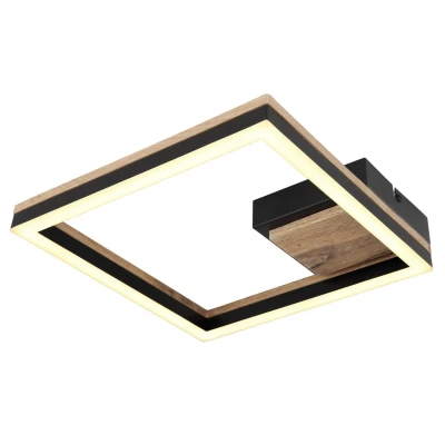 Image of Beatrix Integrated LED Semi Flush Ceiling Light Matt Black Square 3000K