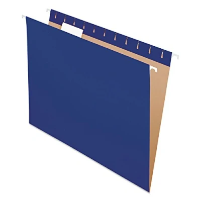 Image of Pendaflex Recycled Hanging Folders, Letter Size, Navy, 1/5 Cut, 25/BX (81615EE)