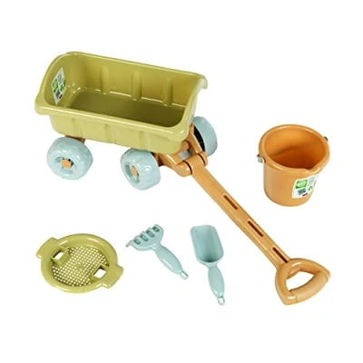 Image of Theo Klein 7665 Sand Goes Set Robust Handcart Made of Organic Plastic Includes Bucket, Rake, Shovel and Strainer Toy for Children from 1 Year