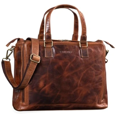 Image of STILORD &#039;Claire&#039; Women&#039;s Business Bag Genuine Leather 15 Inch Briefcase Laptop DIN A4 Shoulder and Handbag for Office, Colour:Kara Cognac