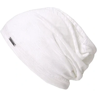 Image of CHARM Summer Beanie for Men and Women Slouchy Lightweight Chemo Cotton Fashion Hat White