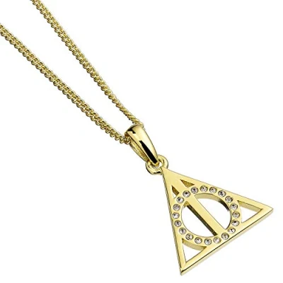 Image of Official Harry Potter Deathly Hallows Gold Necklace Embellished with Swarovski® Crystals