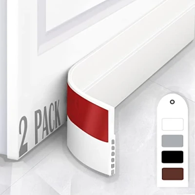 Image of HIZH Door Draught Excluder,Draught Excluder Tape,self Adhesive Weather Stripping,Soundproof Seal,door Draft Stopper Blocker,2 Pack,White